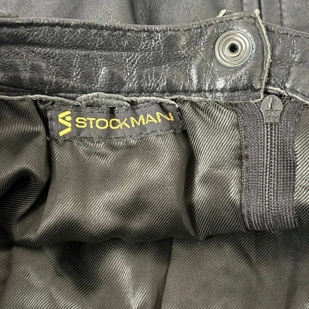 Vintage Stockmann Black Genuine Leather Midi Skirt Sz 6/28